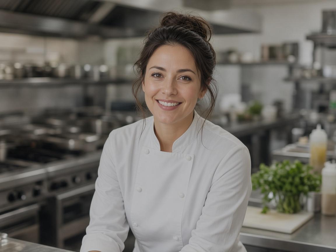 Female chef in a professional kitchen